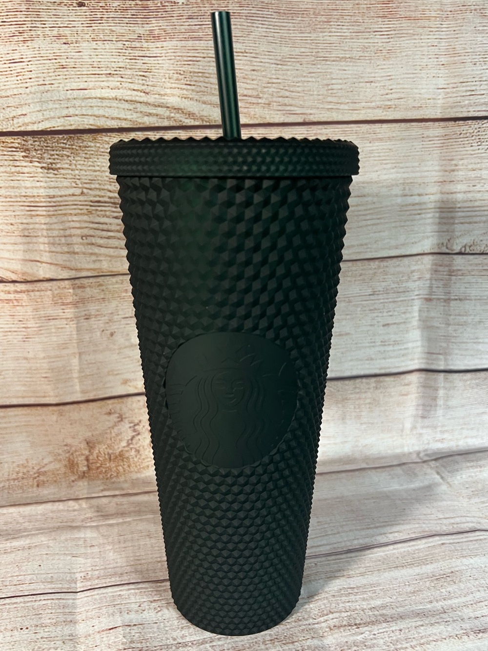 NWOT Starbucks Matte Dark Green Studded Venti Tumbler (24 oz).